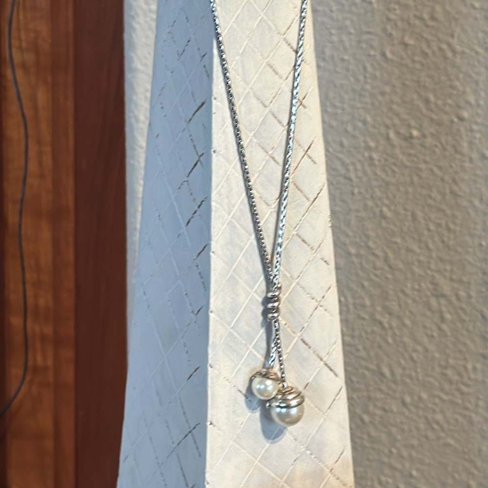 Silver Pearl Drop Necklace - Women Jewelry - Picture 6 of 6